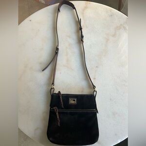 Dooney & Bourke Suede Classic Black Crossbody Mini Chic Preppy Leather Purse
